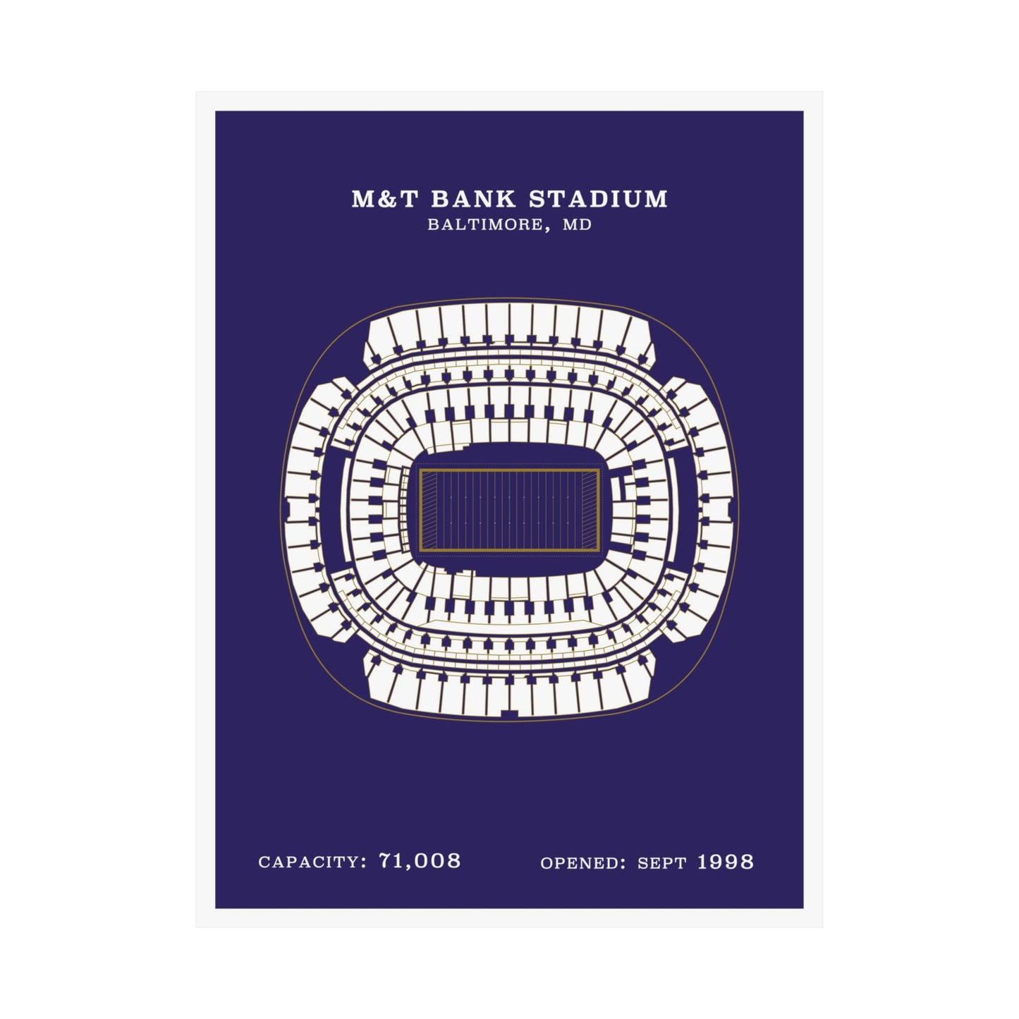 M&T Bank Stadium Poster Purple | Classic Border
