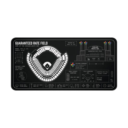 Guaranteed Rate Field Stadium Diagram Desk Mat | Baseball Ballpark Blueprint