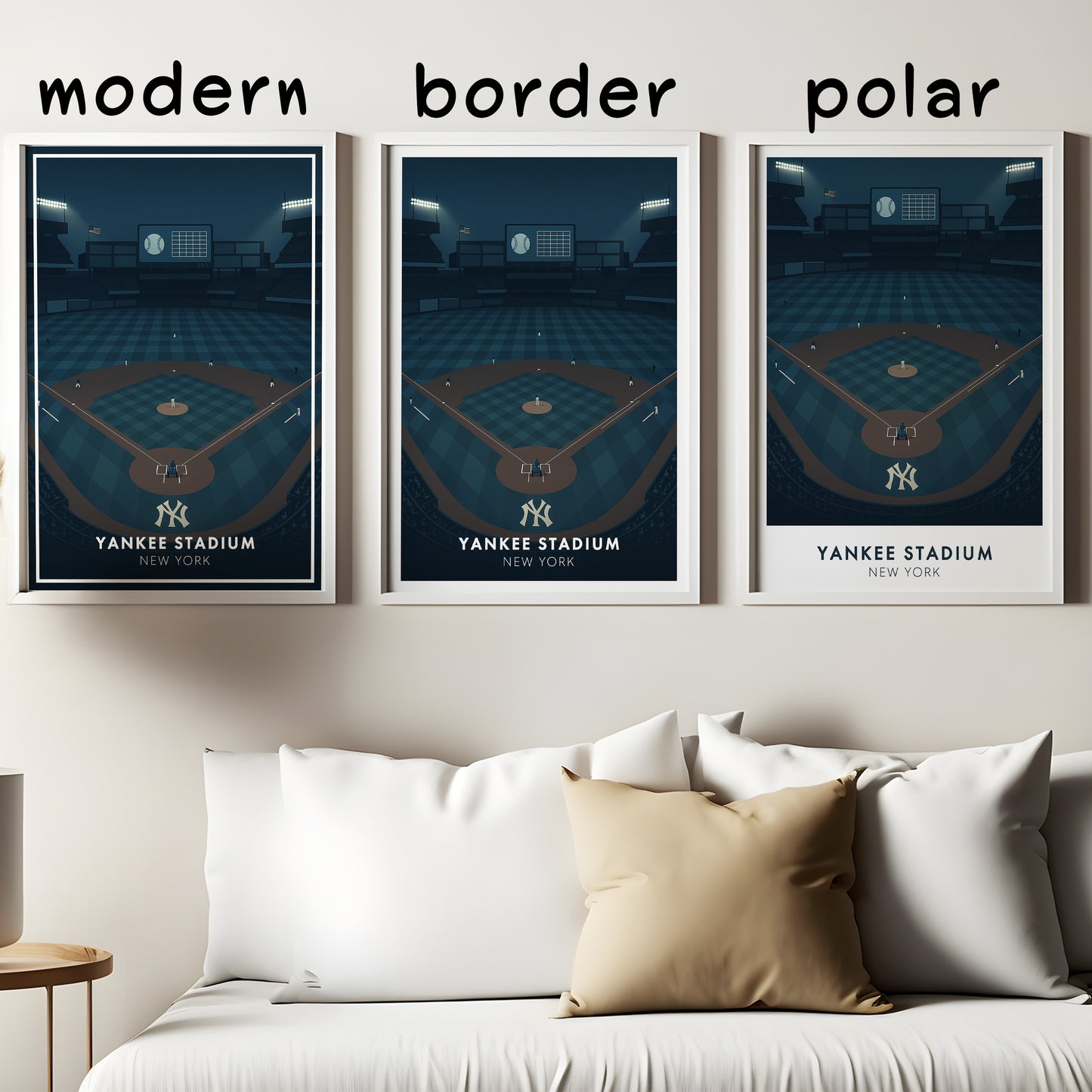 New York Night Baseball Poster, Minimalist Stadium Art Print