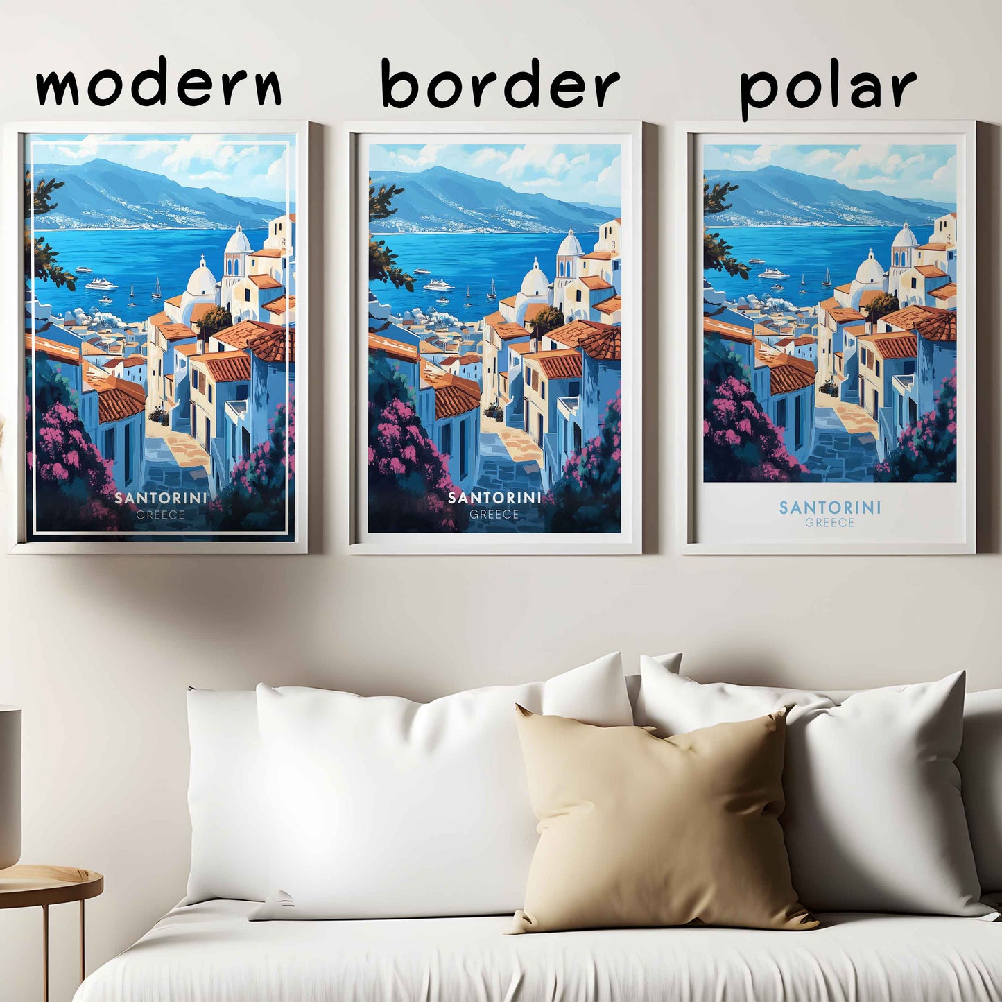 Santorini Poster – Greece Wall Art, Aegean Coastal Print, Mediterranean Travel Decor