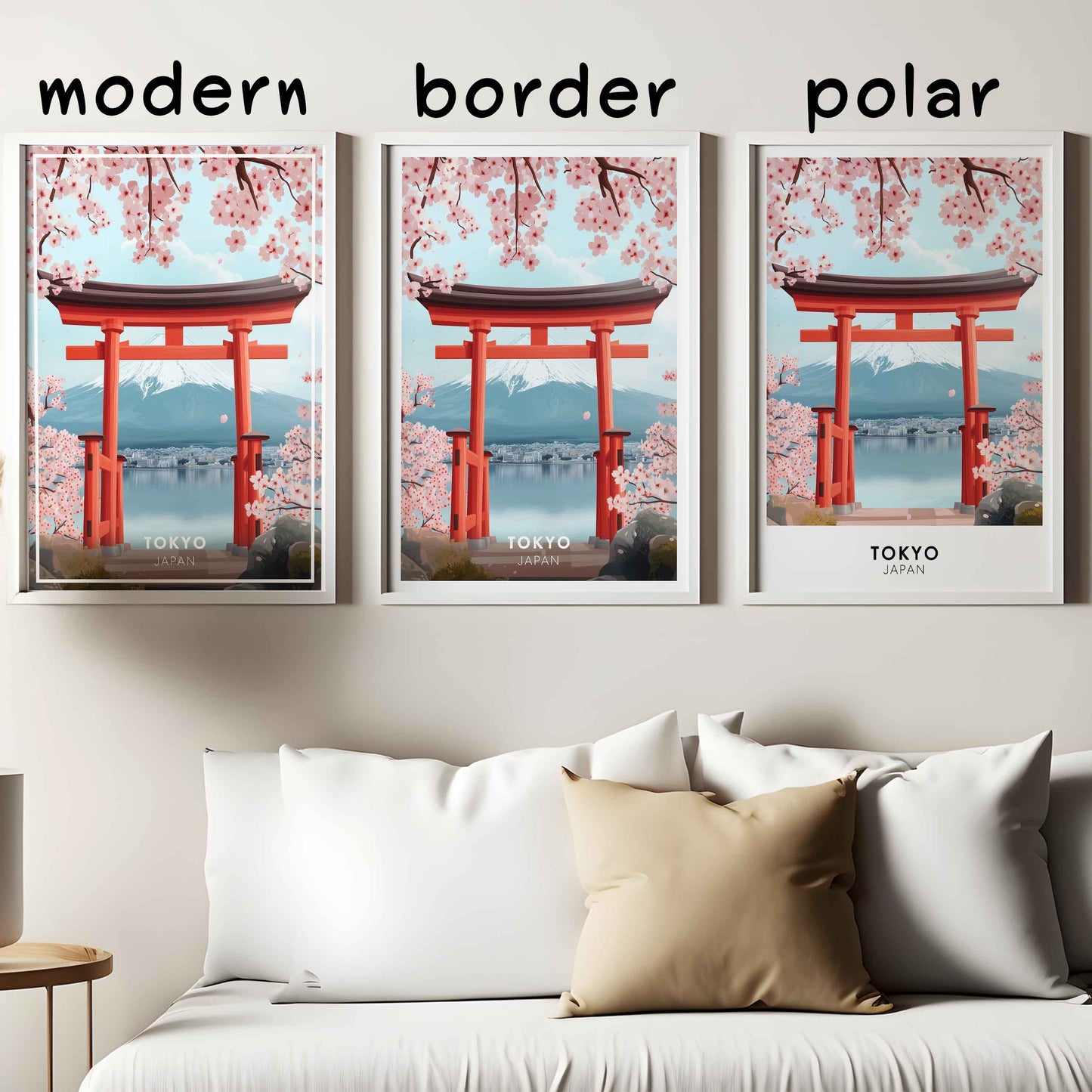Tokyo Poster – Japan Travel Wall Art, Mount Fuji Print, Torii Gate and Cherry Blossom Decor