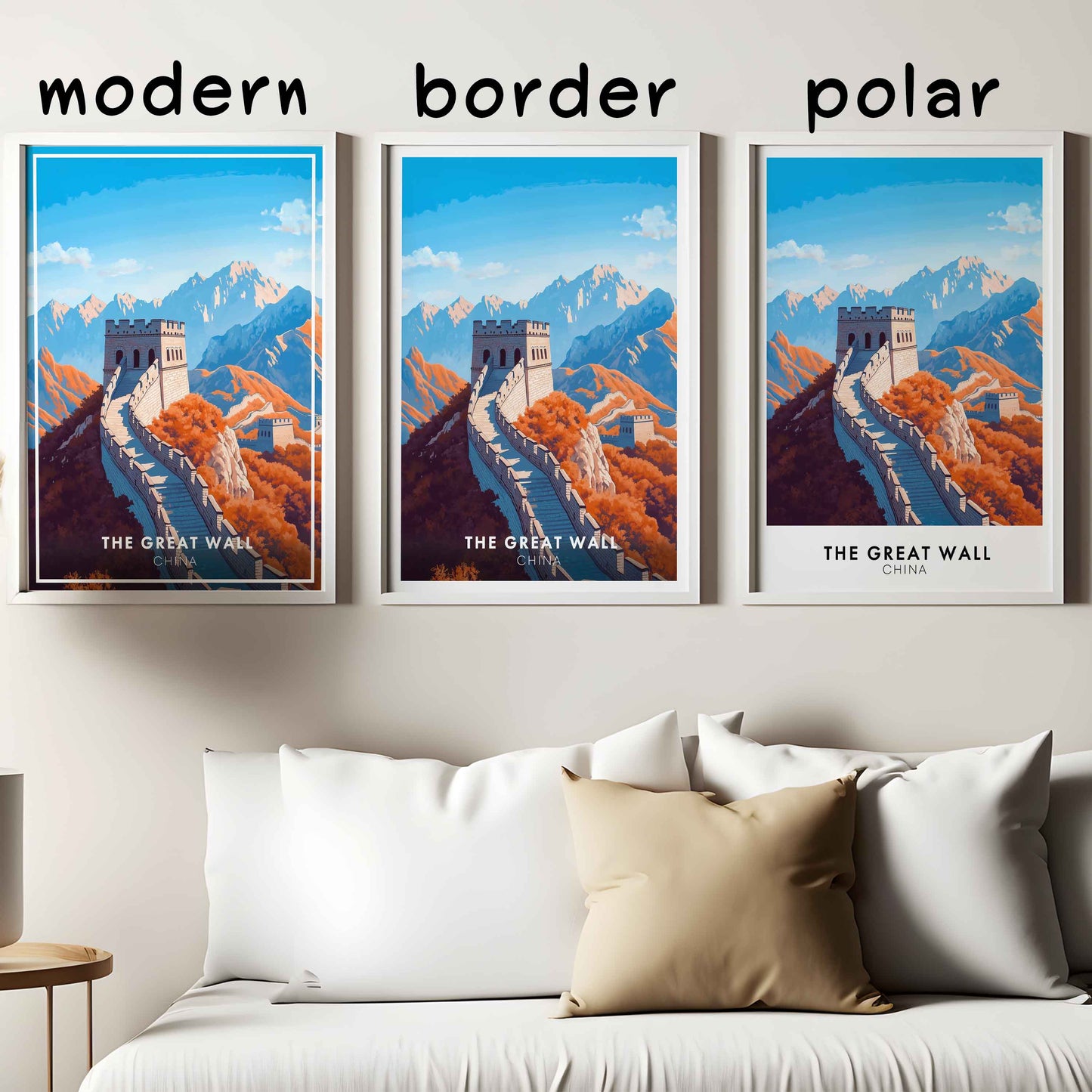 The Great Wall Poster – China Travel Wall Art, Historic Landmark Print, Mountain Decor