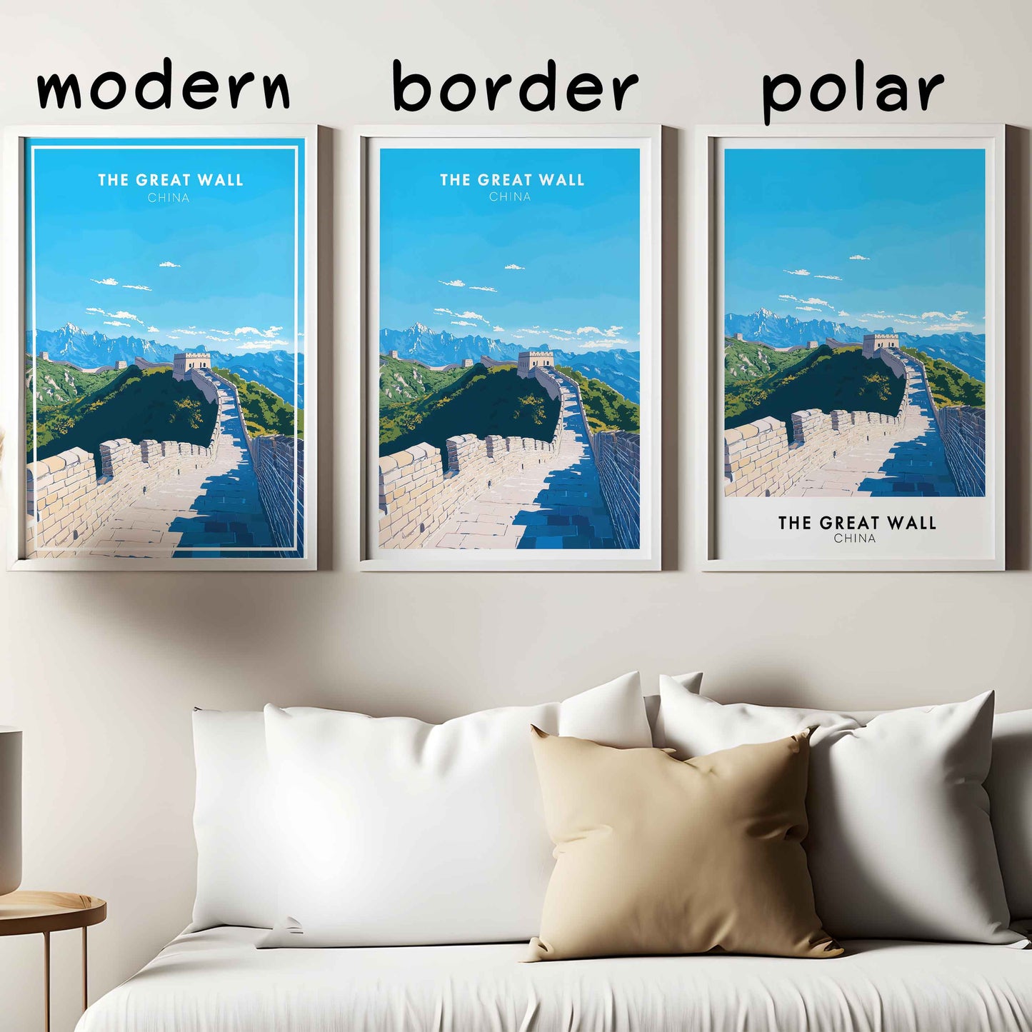 The Great Wall Poster – China Travel Wall Art, Historic Landmark Print, Mountain Landscape Decor