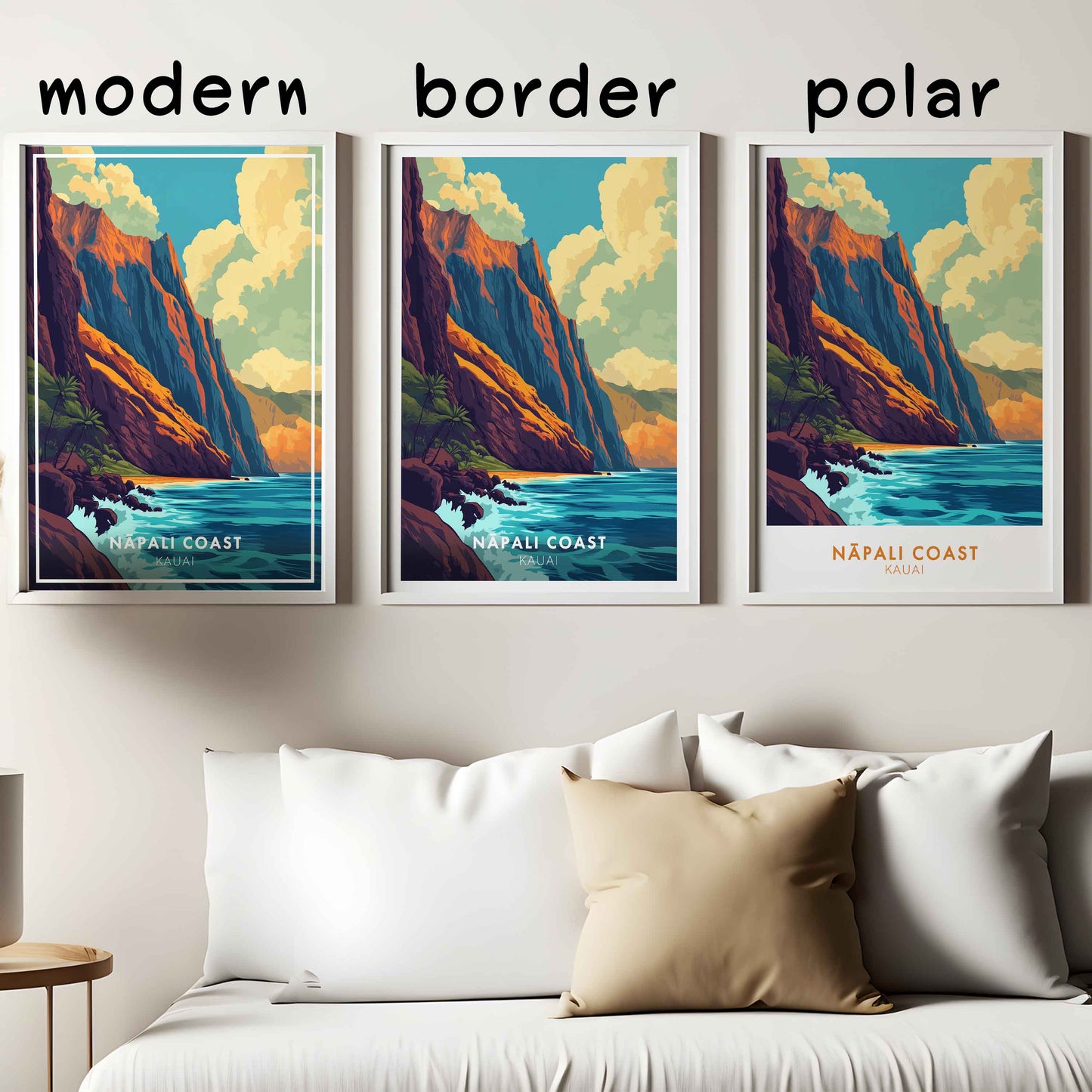 Nā Pali Coast Poster – Kauai Hawaii Wall Art, Tropical Ocean Print, Coastal Travel Decor