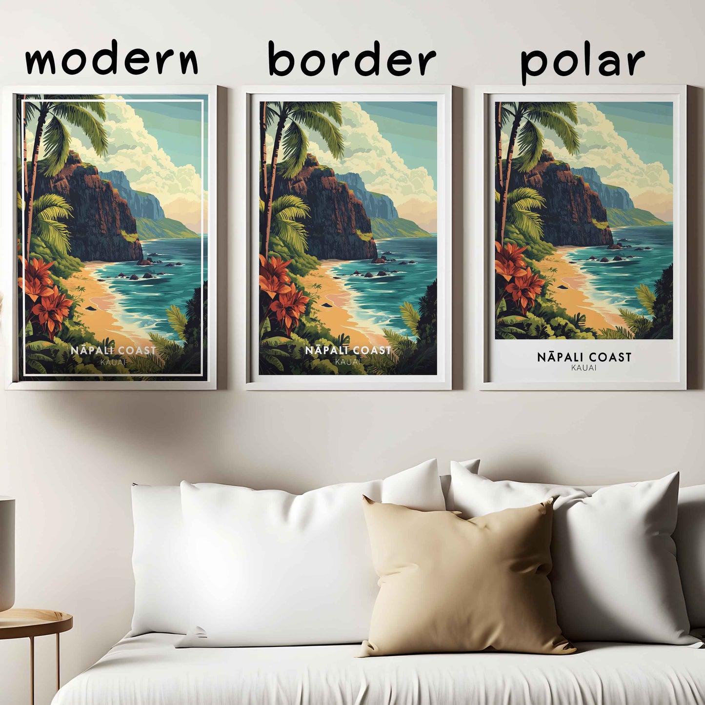 Nā Pali Coast Poster – Kauai Hawaii Wall Art, Tropical Beach Print, Island Travel Decor
