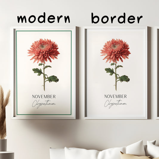 Chrysanthemum Print: November Birth Flower Botanical Art