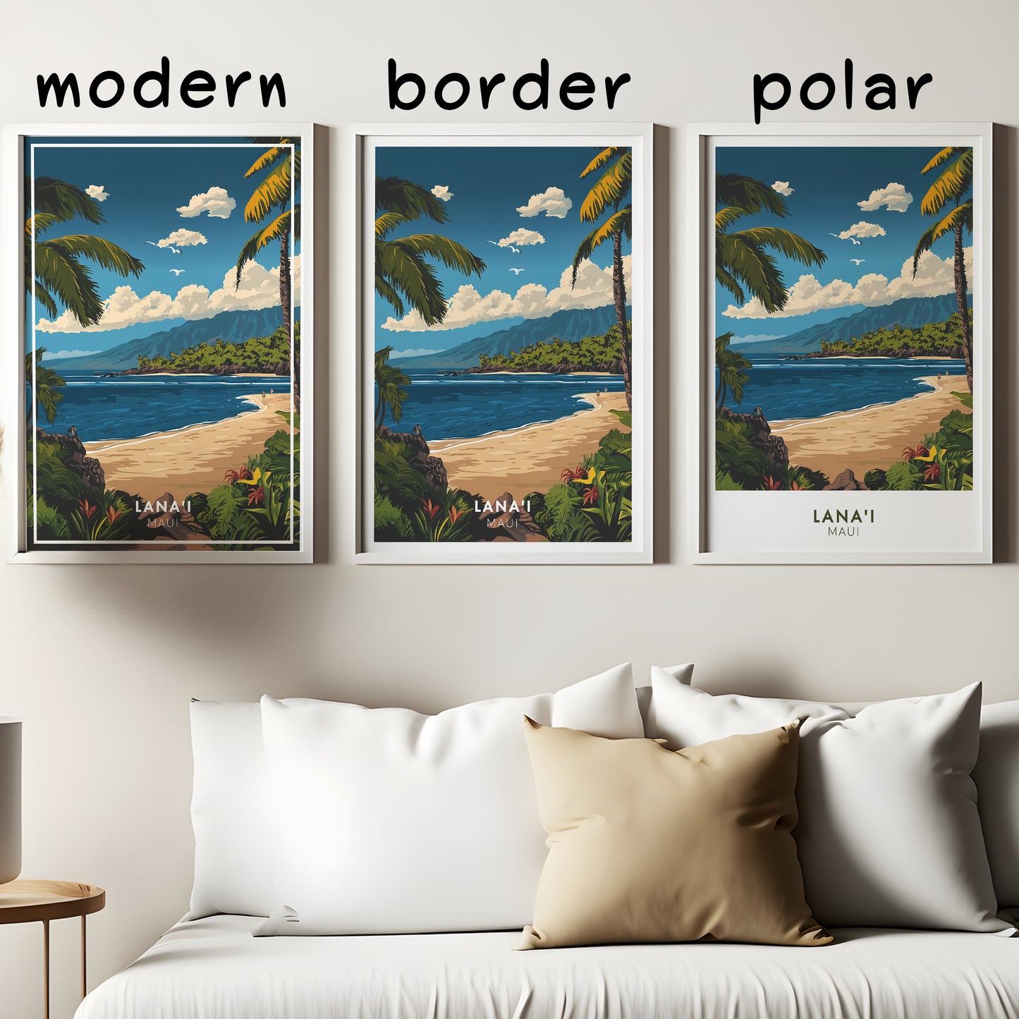 Lanai Maui Hawaii Travel Poster | Tropical Beach Coastal Wall Art
