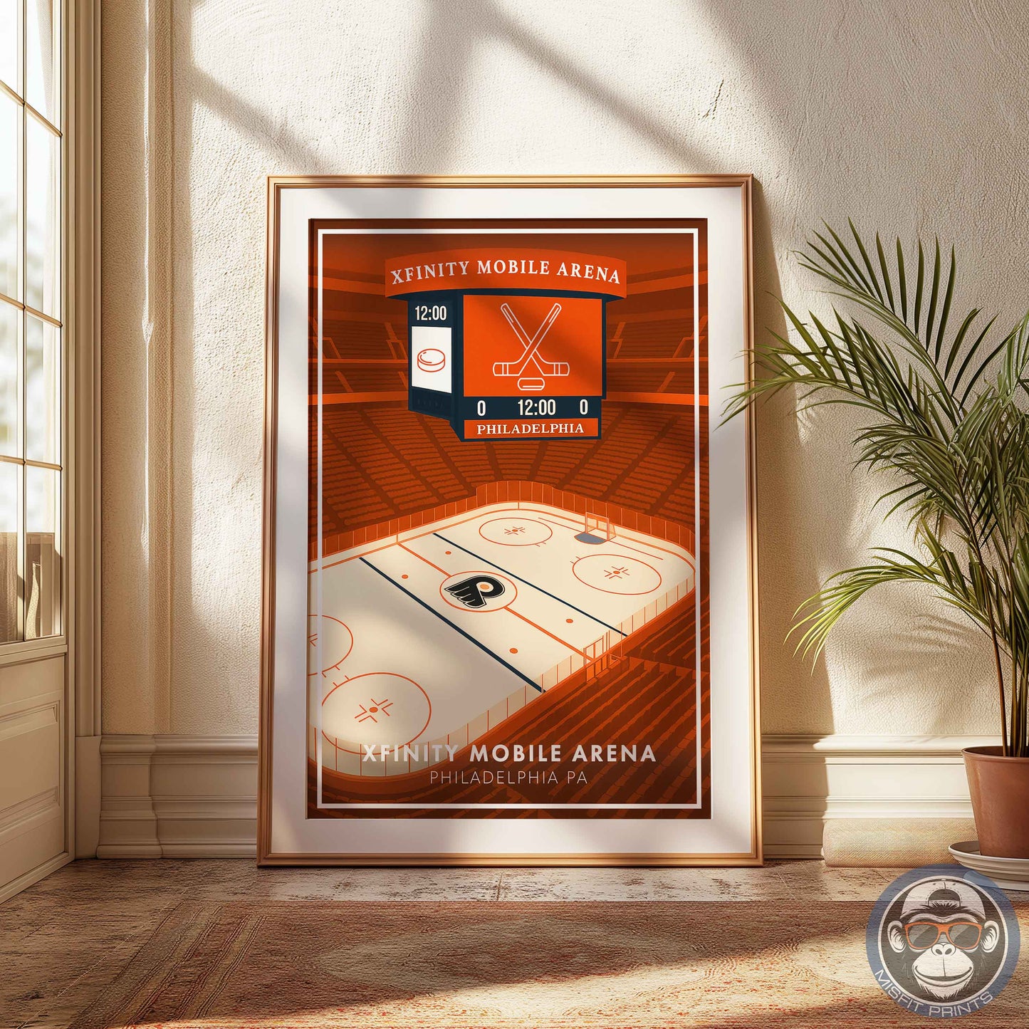 Philadelphia Hockey Arena Poster – Xfinity Arena Inspired Wall Art | Minimalist Hockey Rink Print