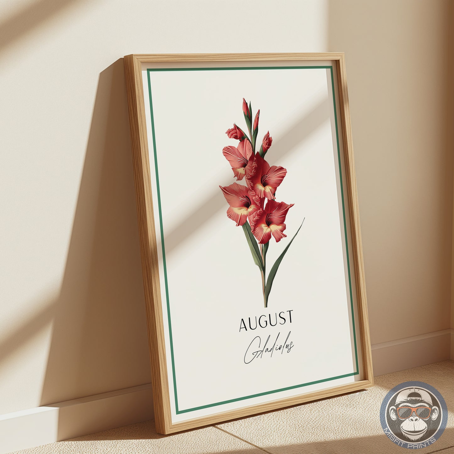 Gladiolus Print: August Birth Flower Botanical Art