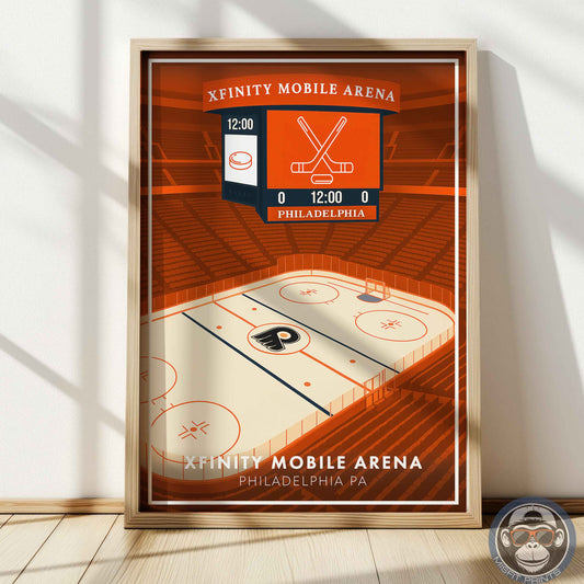 Philadelphia Hockey Arena Poster – Xfinity Arena Inspired Wall Art | Minimalist Hockey Rink Print