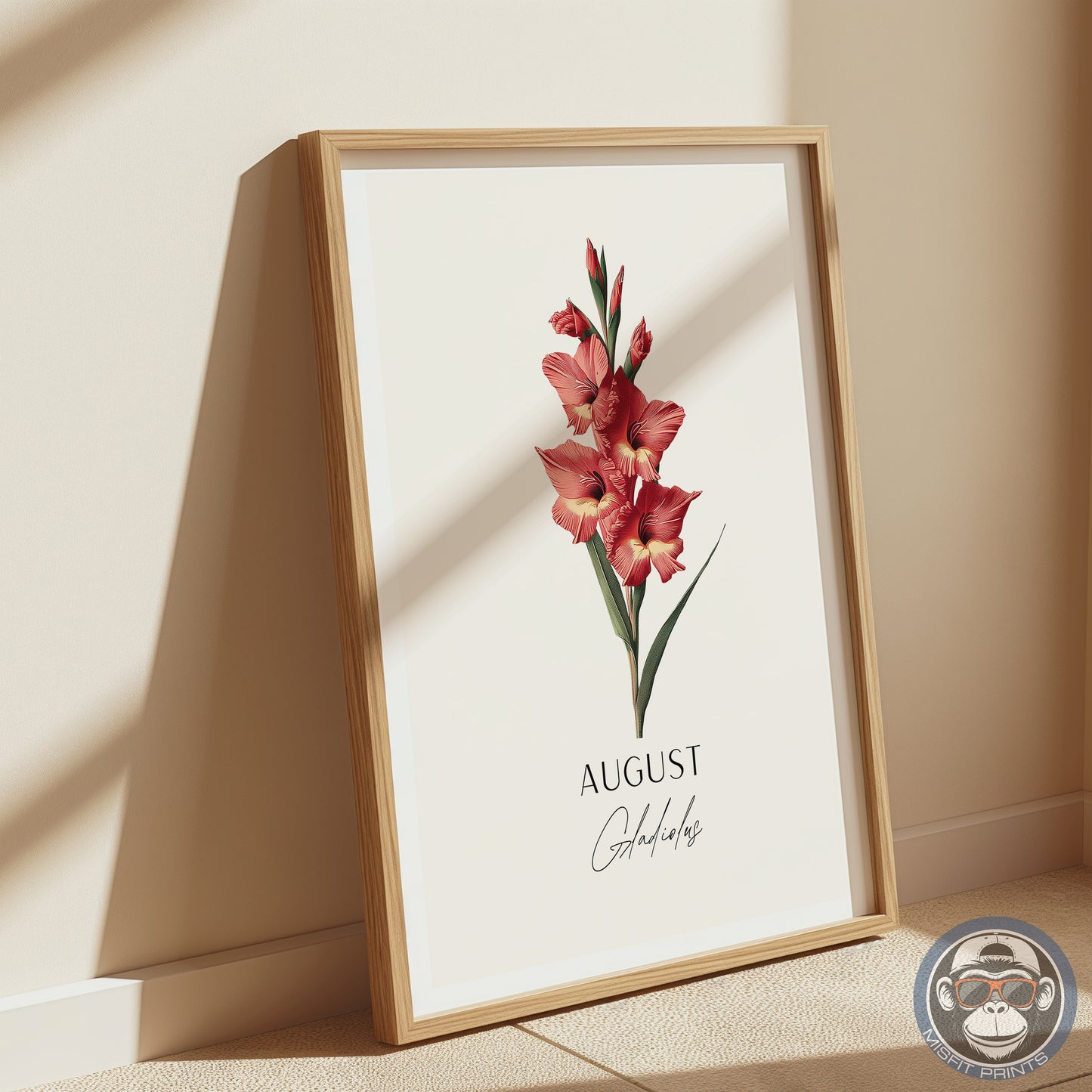 Gladiolus Print: August Birth Flower Botanical Art