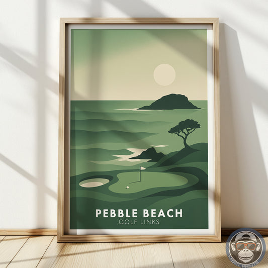 Pebble Beach Golf Links Poster – California Coastal Golf Art Print