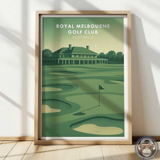 Royal Melbourne Golf Course Poster – Clubhouse View Wall Art Print
