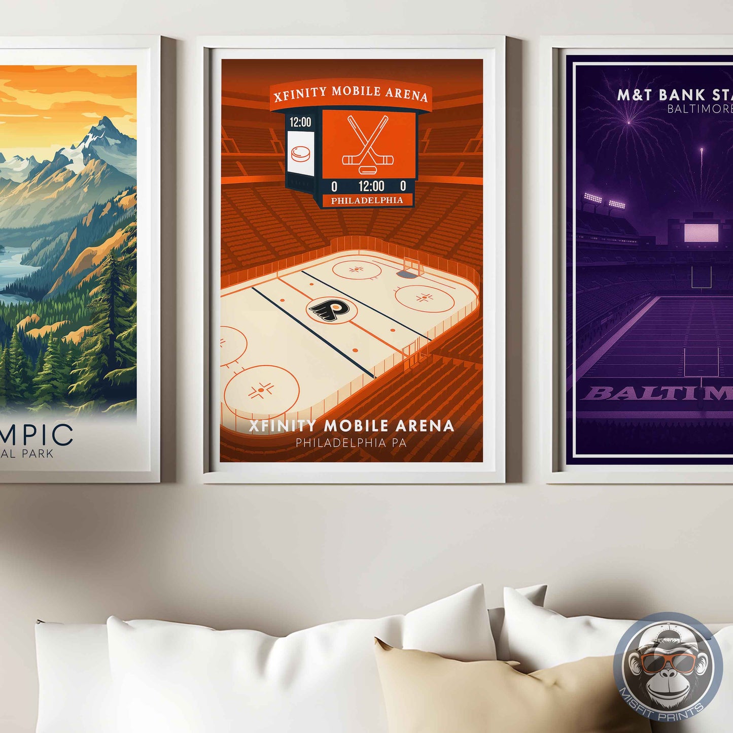 Philadelphia Hockey Arena Poster – Xfinity Arena Inspired Wall Art | Minimalist Hockey Rink Print