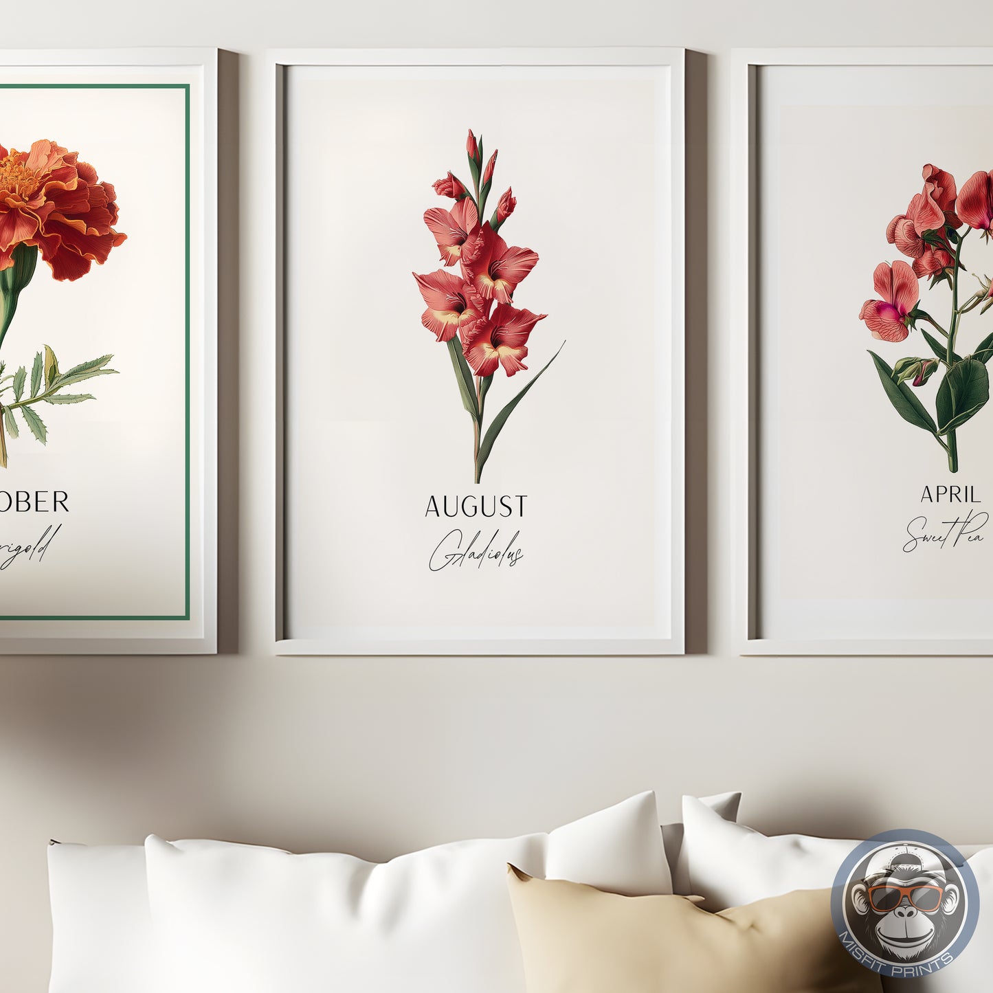 Gladiolus Print: August Birth Flower Botanical Art