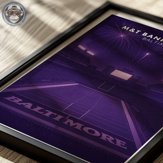 M&T Bank Stadium Baltimore Poster – Purple Ravens Football Wall Art Print