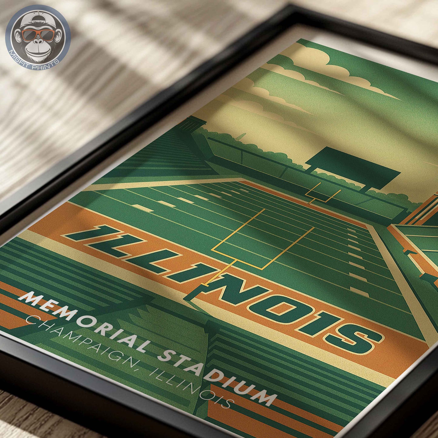 Memorial Stadium Illinois Art Print: Minimalist College Football Poster