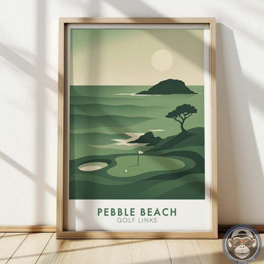 Pebble Beach Golf Links Art Print — Vintage Coastal Golf Wall Decor
