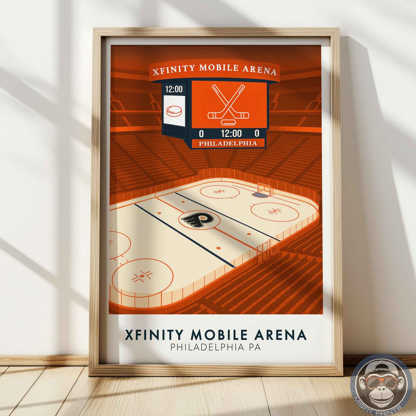 Philadelphia Hockey Arena Poster – Xfinity Arena Inspired Wall Art | Minimalist Hockey Rink Print