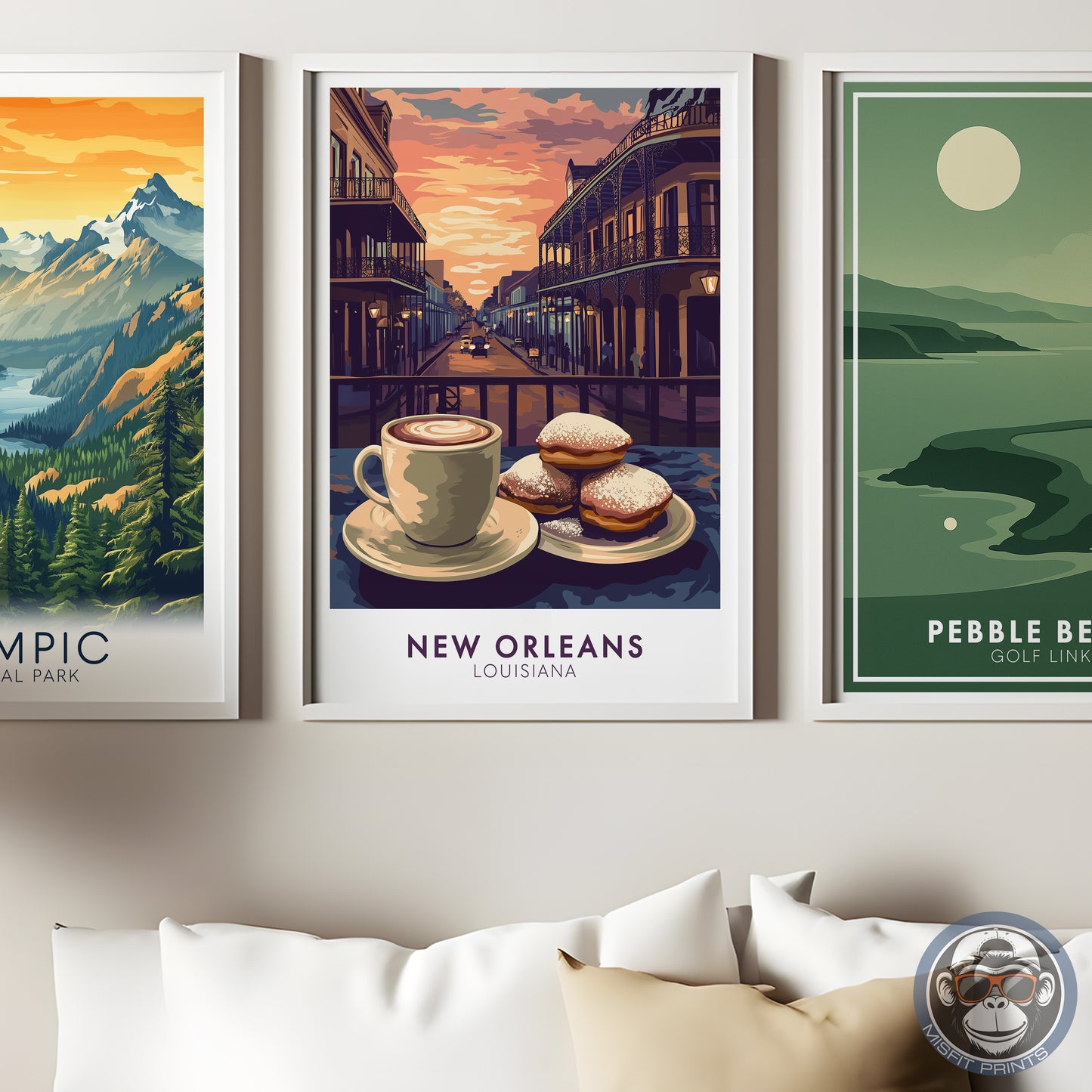New Orleans Coffee & Beignets Print: French Quarter Vintage Travel Poster