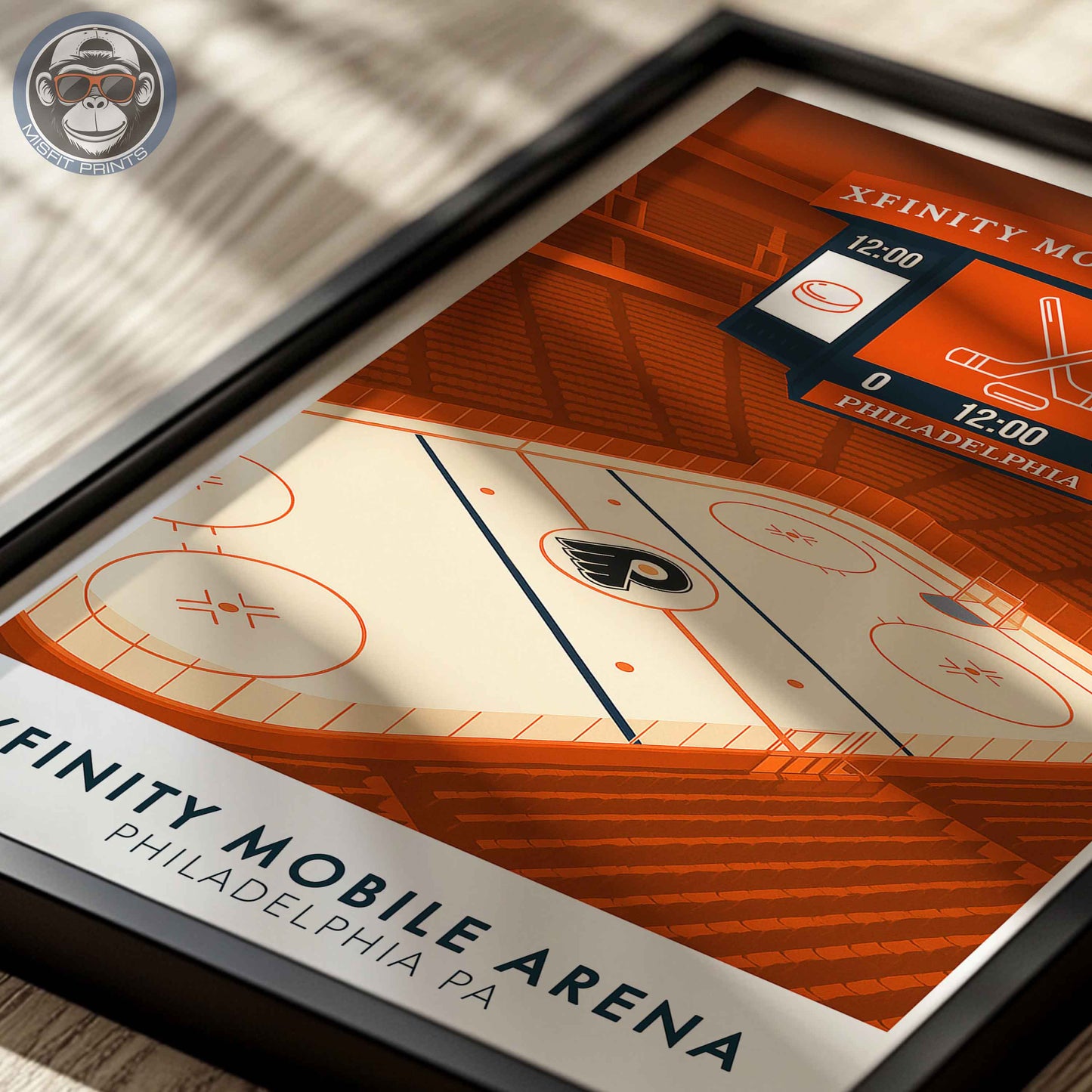 Philadelphia Hockey Arena Poster – Xfinity Arena Inspired Wall Art | Minimalist Hockey Rink Print