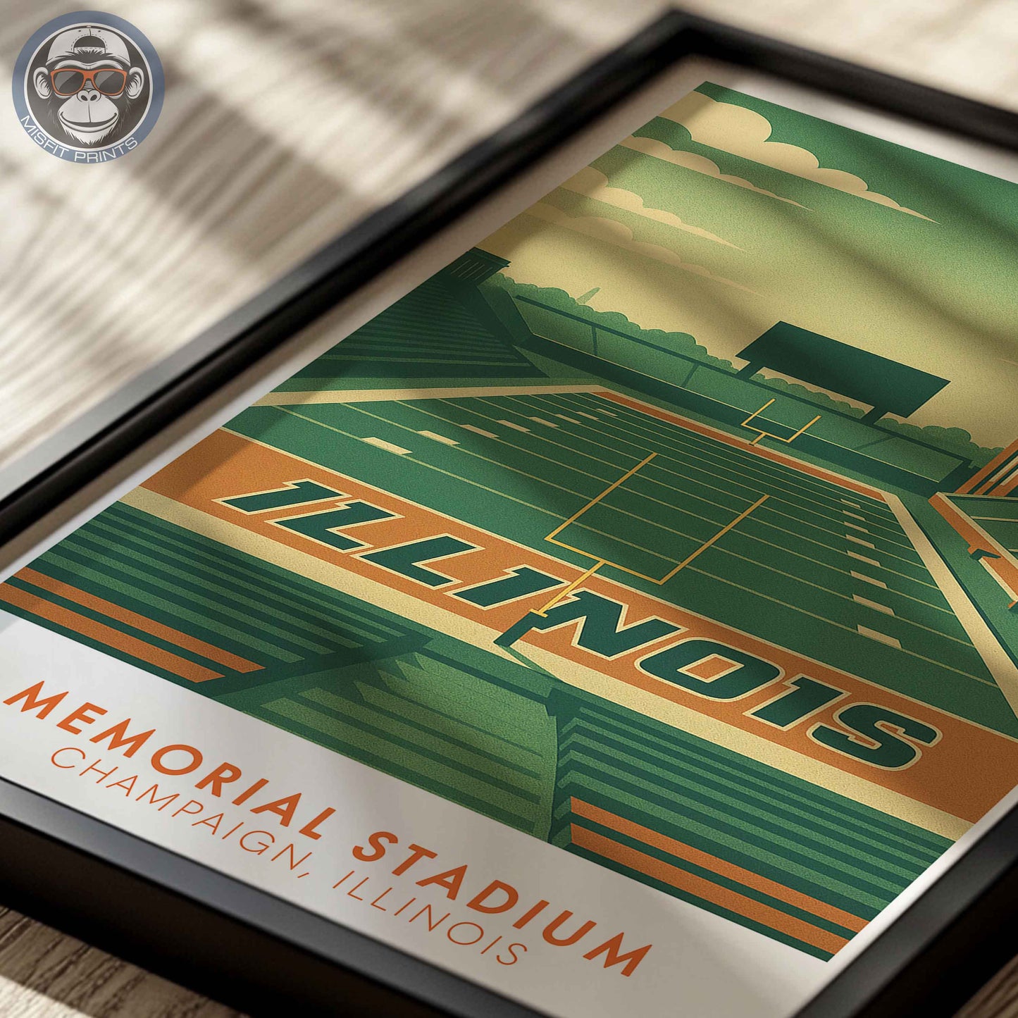 Memorial Stadium Illinois Art Print: Minimalist College Football Poster