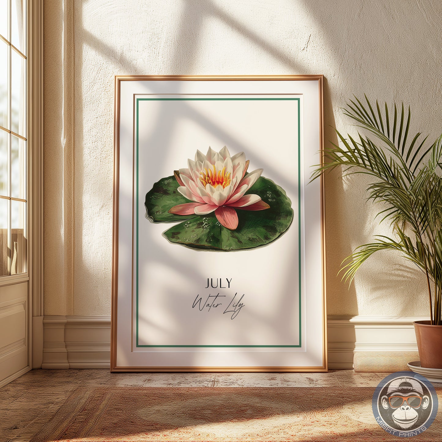 Water lily Print: July Birth Flower Botanical Art
