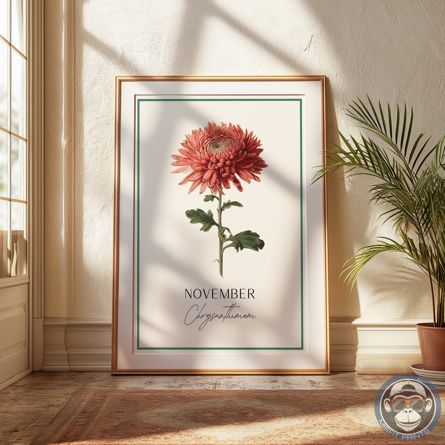 Chrysanthemum Print: November Birth Flower Botanical Art