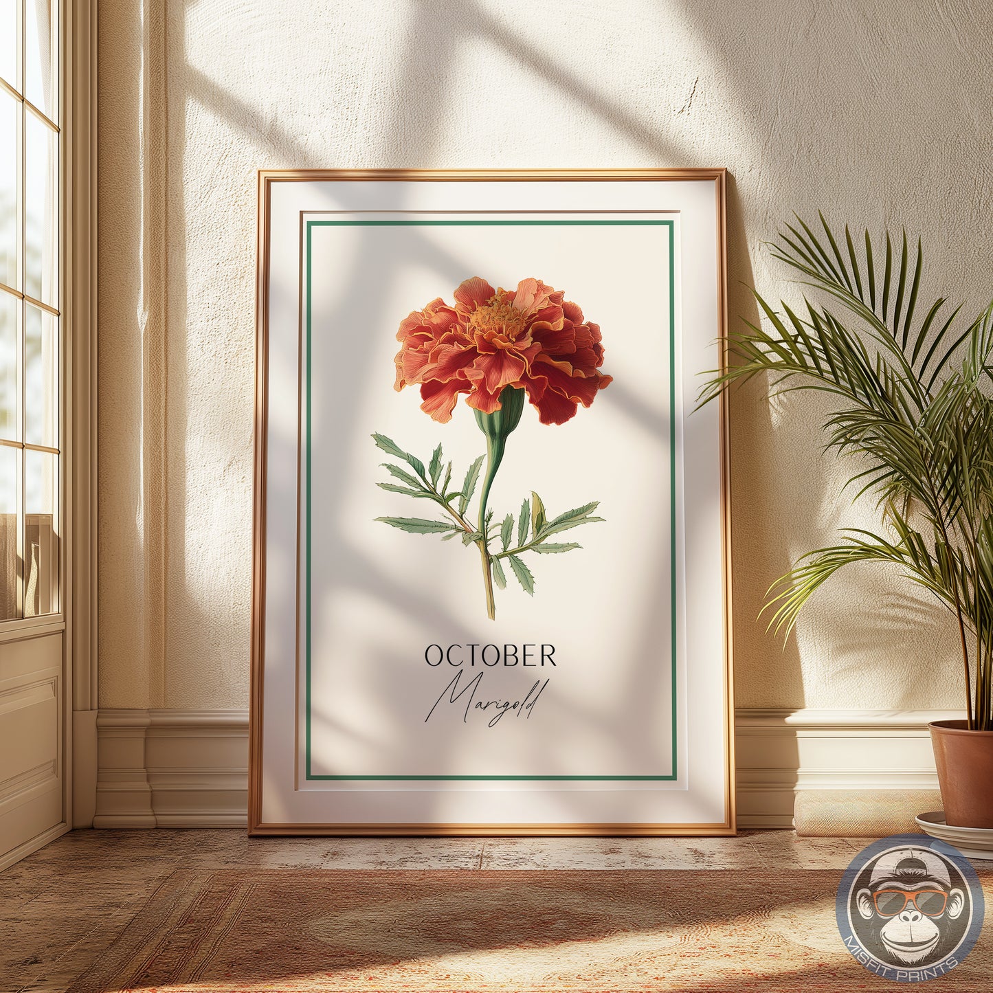 Marigold Print: October Birth Flower Botanical Art