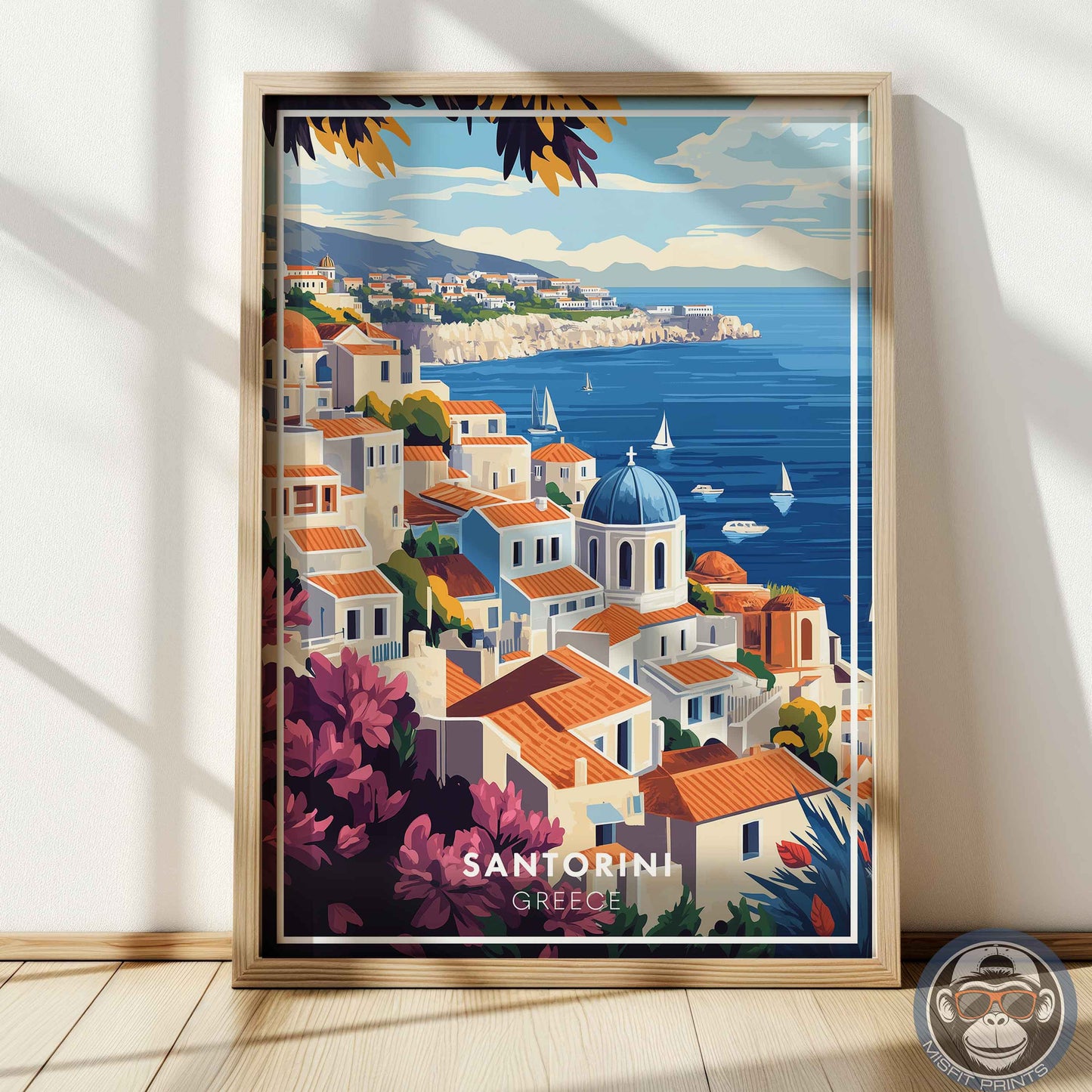 Santorini Poster – Greece Coastal Wall Art, Mediterranean Travel Print, Island Decor