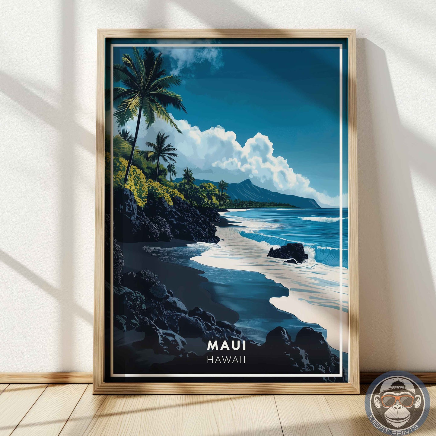 Maui Hawaii Poster – Tropical Beach Wall Art, Coastal Travel Print, Island Decor