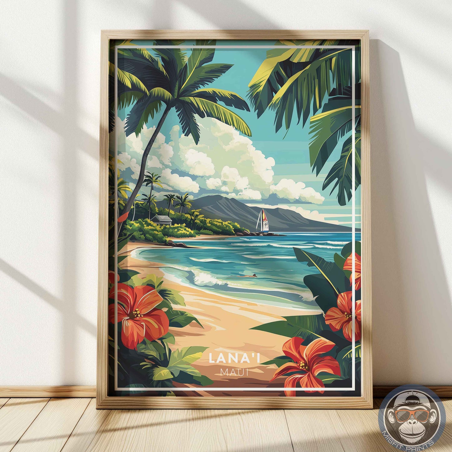Lana’i Maui Poster – Hawaii Beach Wall Art, Tropical Coastal Print, Island Travel Decor