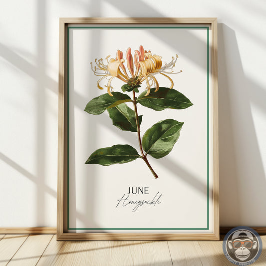 Honeysuckle Print: June Birth Flower Botanical Art