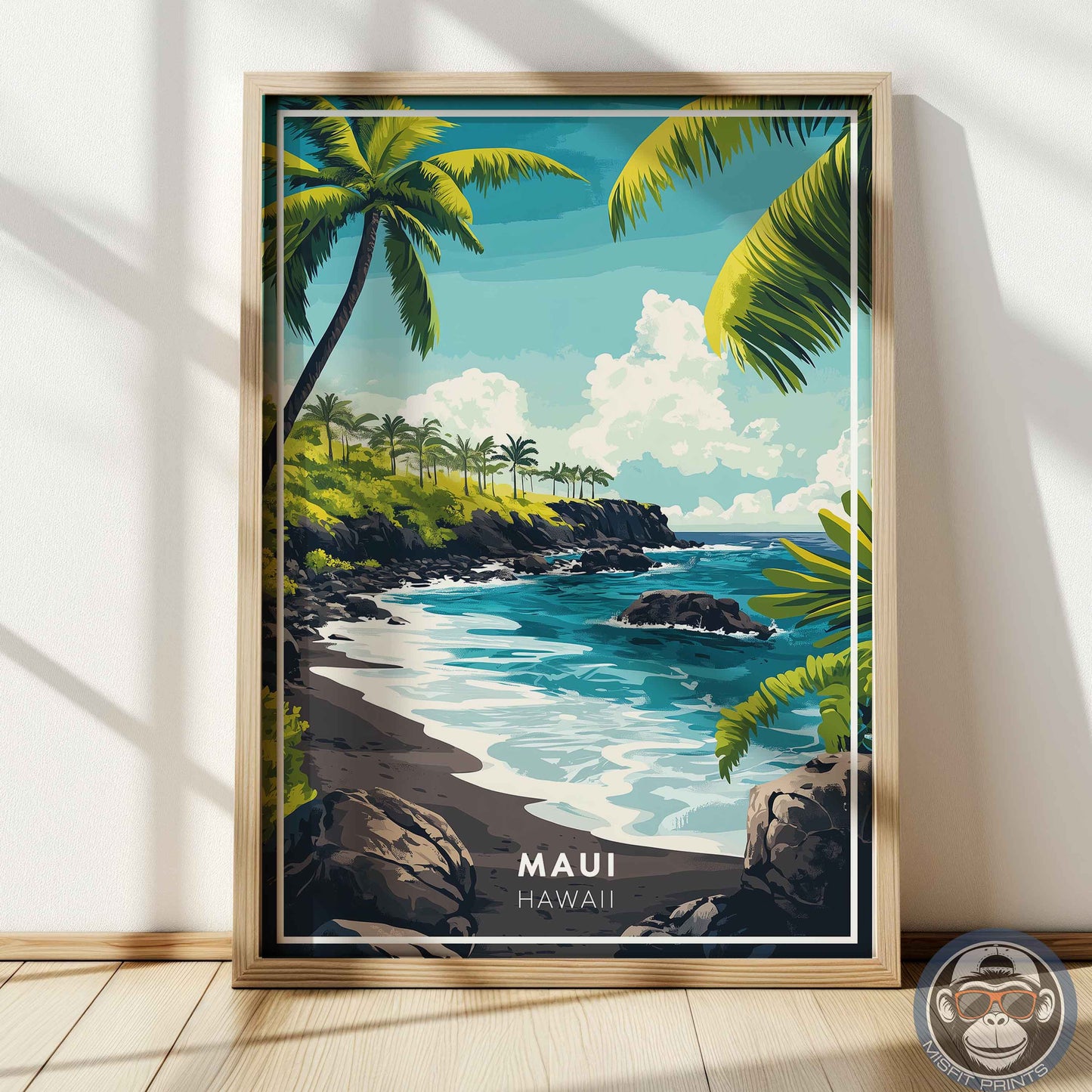 Maui Hawaii Poster – Tropical Beach Wall Art, Coastal Travel Print, Pacific Island Decor