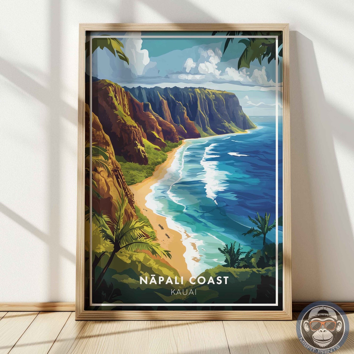 Nā Pali Coast Poster – Kauai Hawaii Wall Art, Tropical Beach Print, Coastal Travel Decor