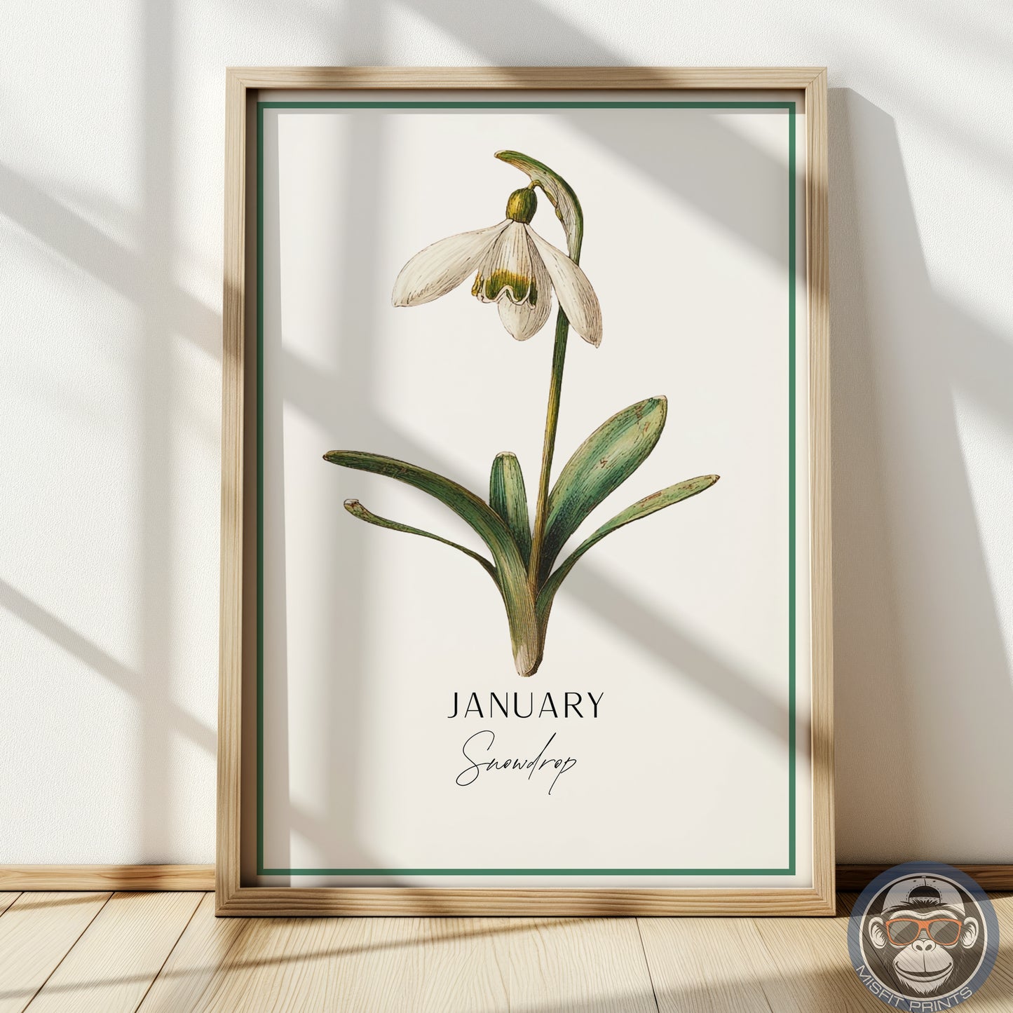 Snowdrop Print: January Birth Flower Botanical Art