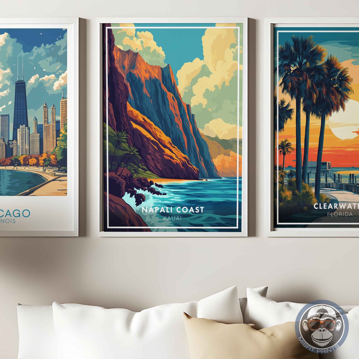 Nā Pali Coast Poster – Kauai Hawaii Wall Art, Tropical Ocean Print, Coastal Travel Decor