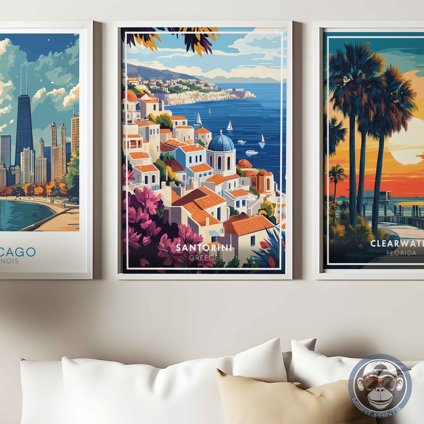 Santorini Poster – Greece Coastal Wall Art, Mediterranean Travel Print, Island Decor