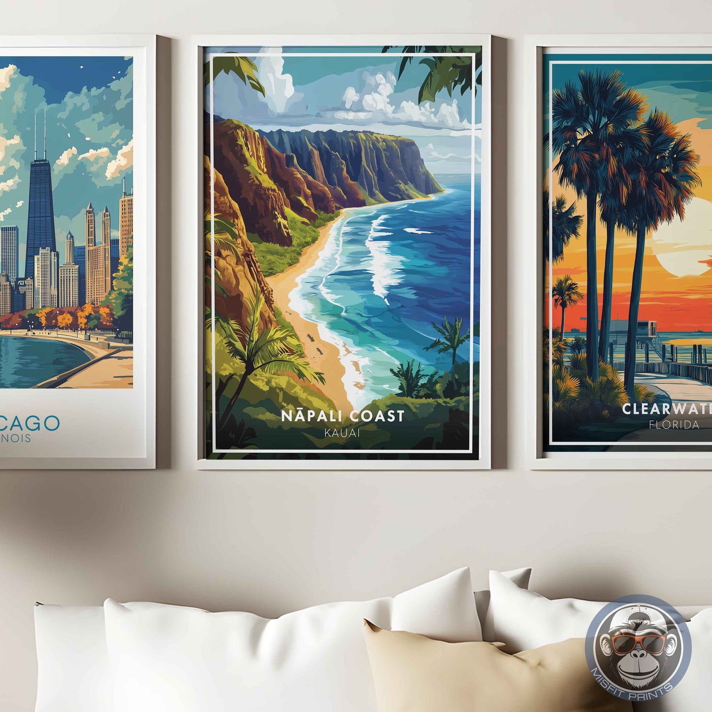 Nā Pali Coast Poster – Kauai Hawaii Wall Art, Tropical Beach Print, Coastal Travel Decor