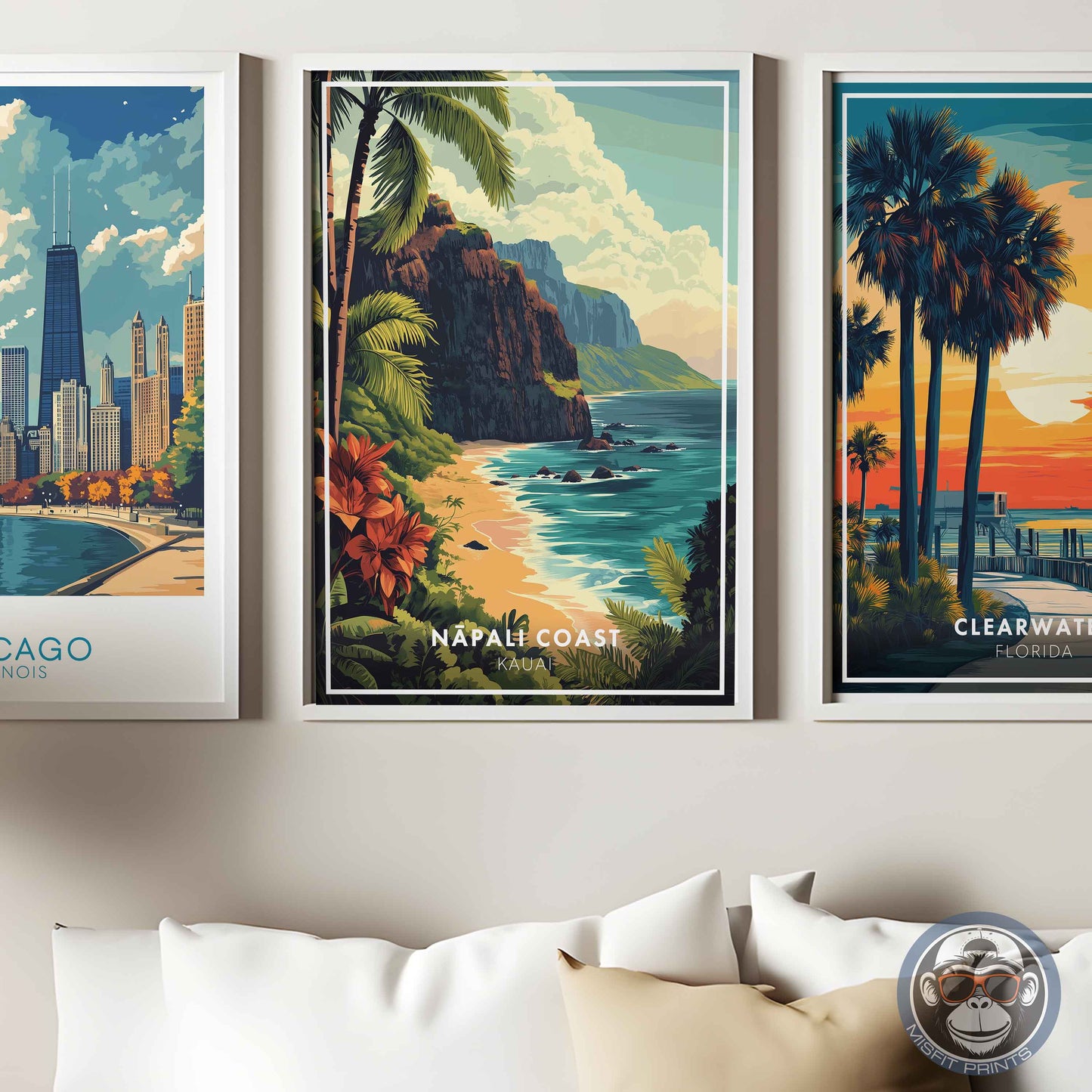 Nā Pali Coast Poster – Kauai Hawaii Wall Art, Tropical Beach Print, Island Travel Decor