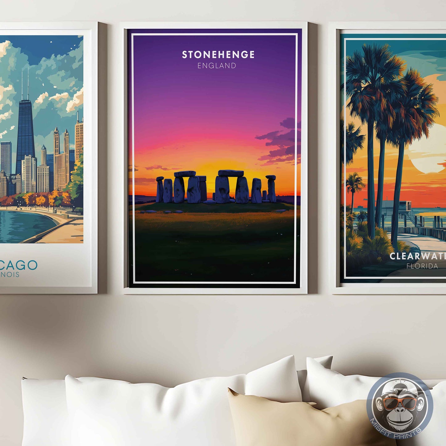 Stonehenge Sunset Poster – England Travel Wall Art, Ancient Landmark Print, Mystical Landscape Decor