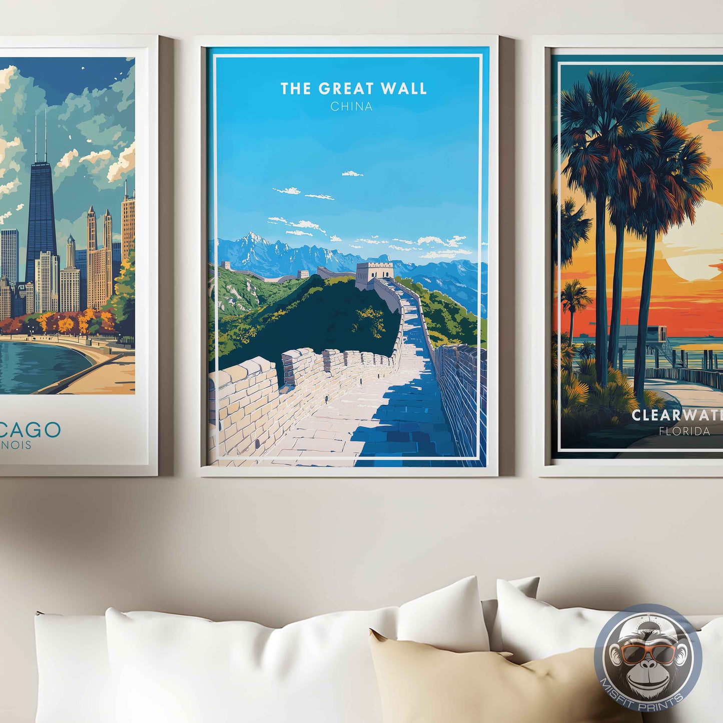 The Great Wall Poster – China Travel Wall Art, Historic Landmark Print, Mountain Landscape Decor