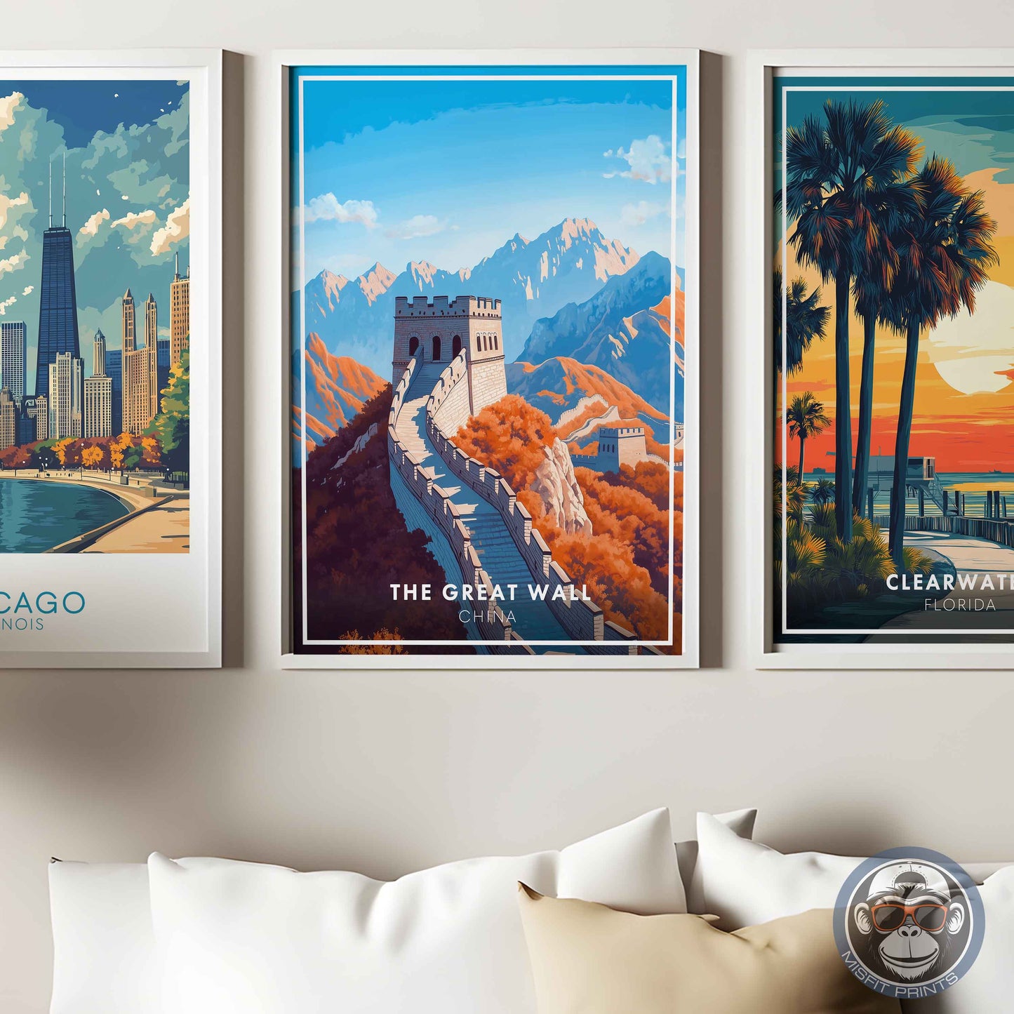 The Great Wall Poster – China Travel Wall Art, Historic Landmark Print, Mountain Decor