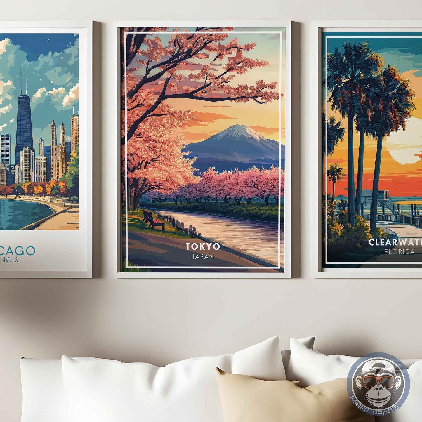 Tokyo Poster – Japan Travel Wall Art, Cherry Blossom Print, Mount Fuji Landscape Decor