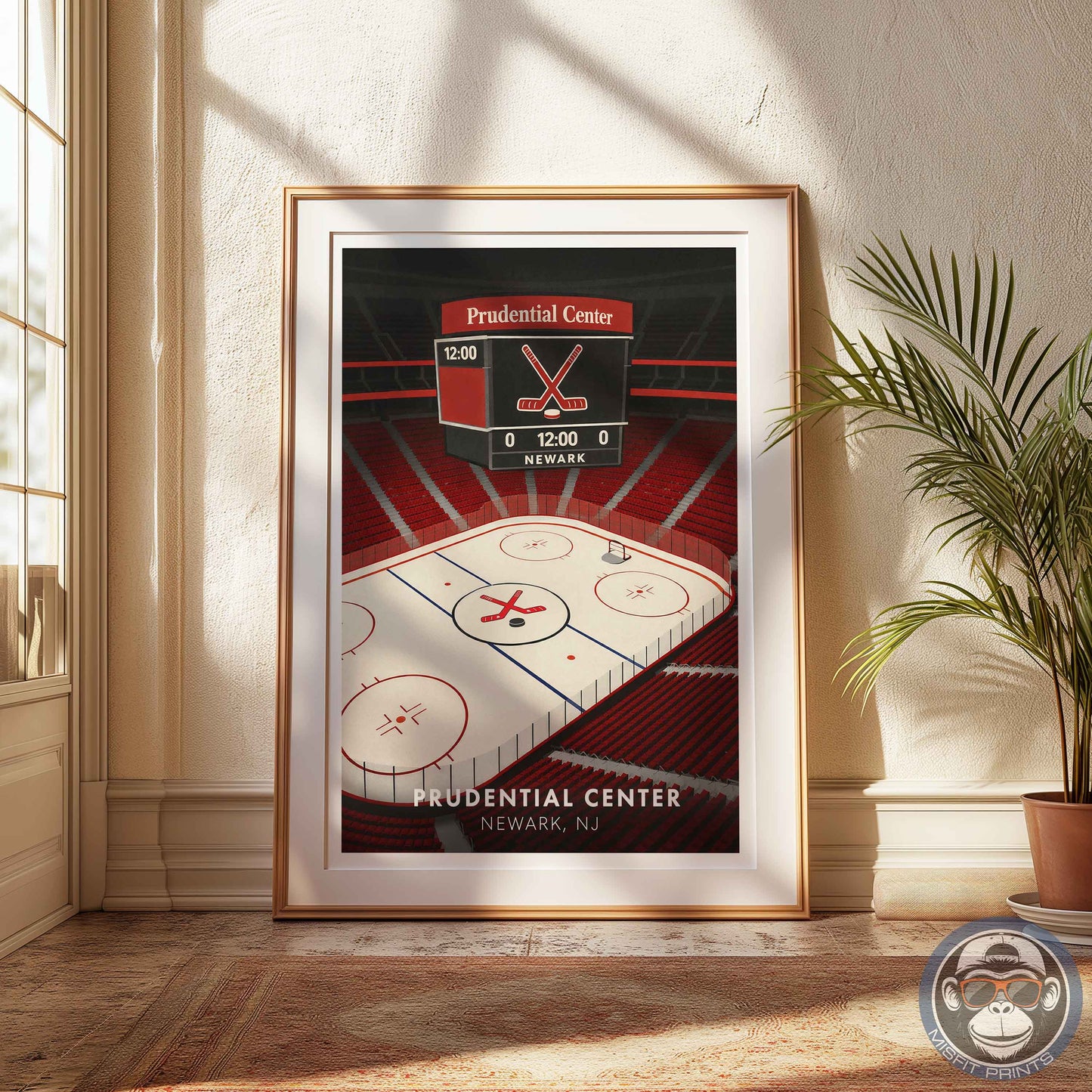 Prudential Center Poster – Newark Hockey Arena Wall Art, Modern Ice Rink Print