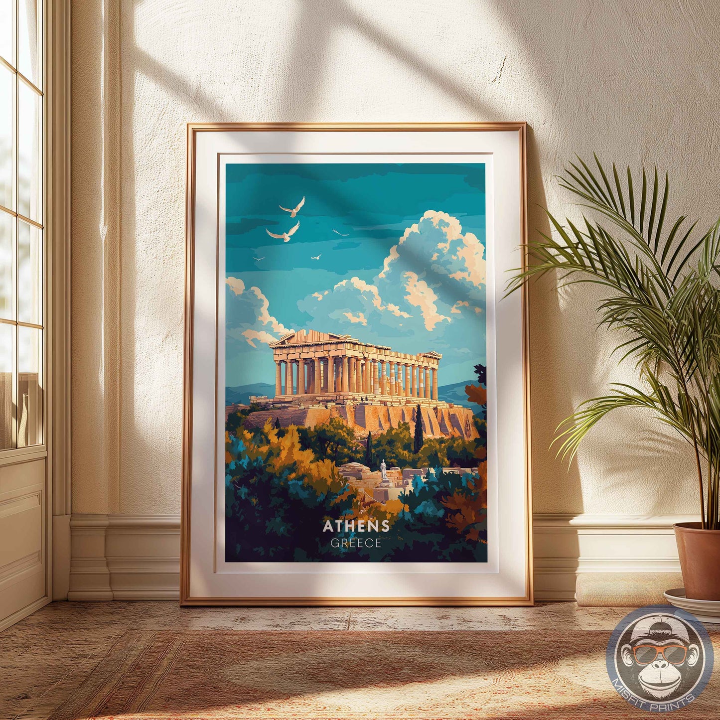 Athens Poster – Greece Travel Print, Parthenon Wall Art