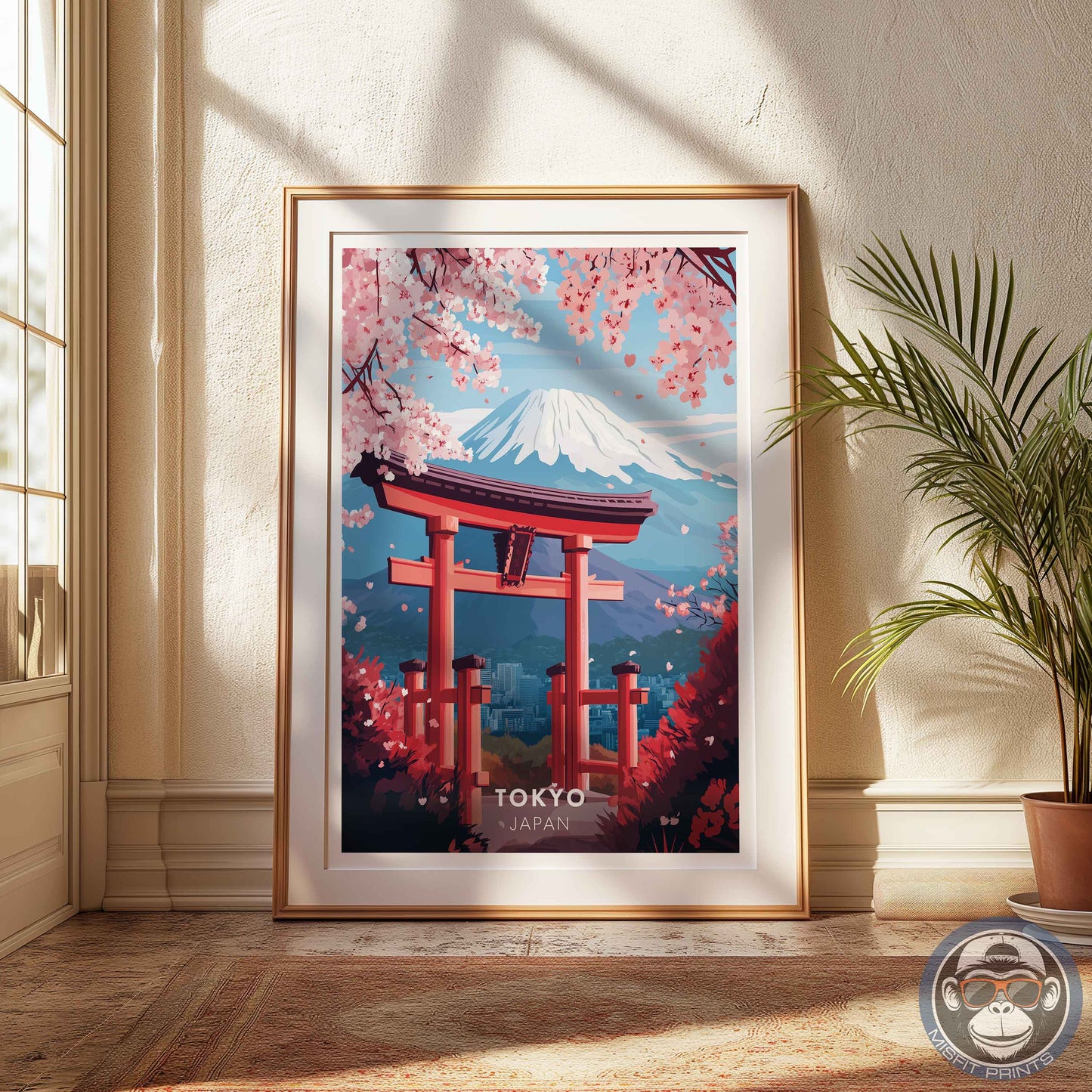 Tokyo Poster – Japan Travel Wall Art, Mount Fuji Print, Torii Gate and Cherry Blossom Decor