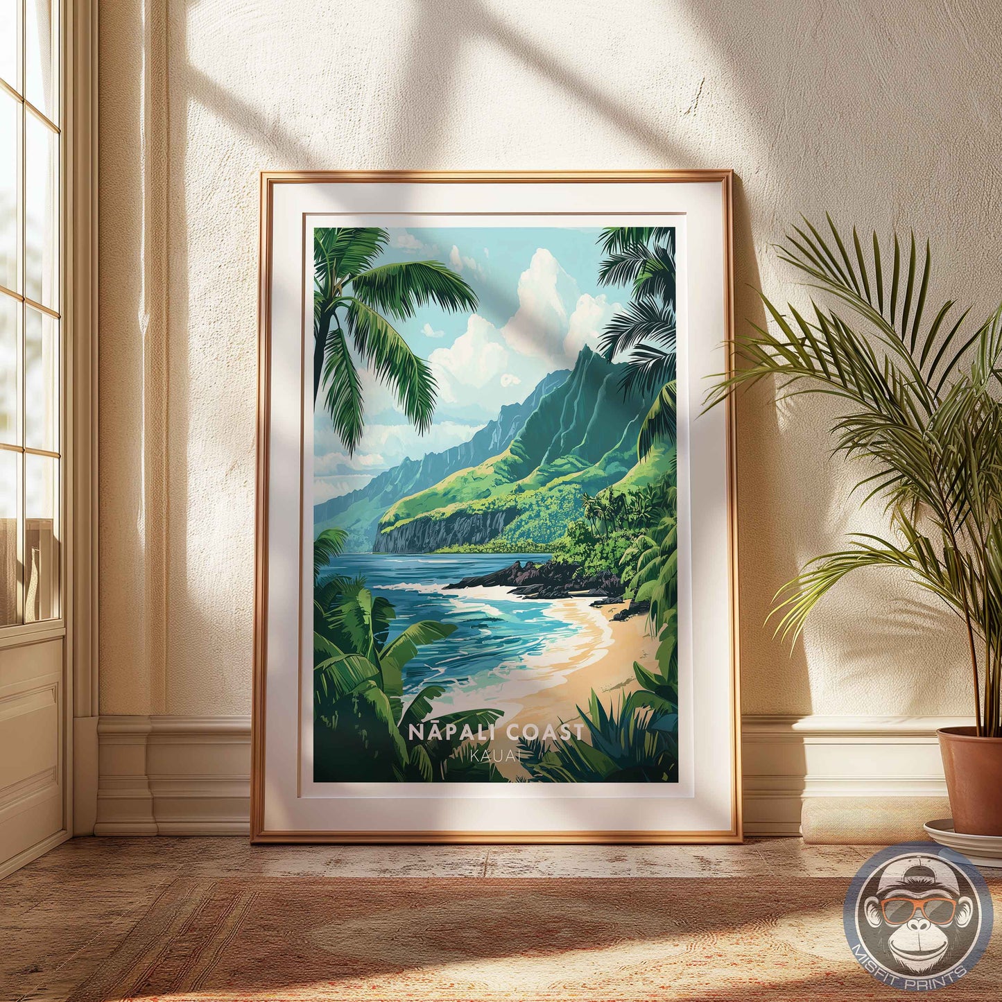 Nā Pali Coast Poster – Kauai Hawaii Wall Art, Tropical Beach Print, Coastal Landscape Decor