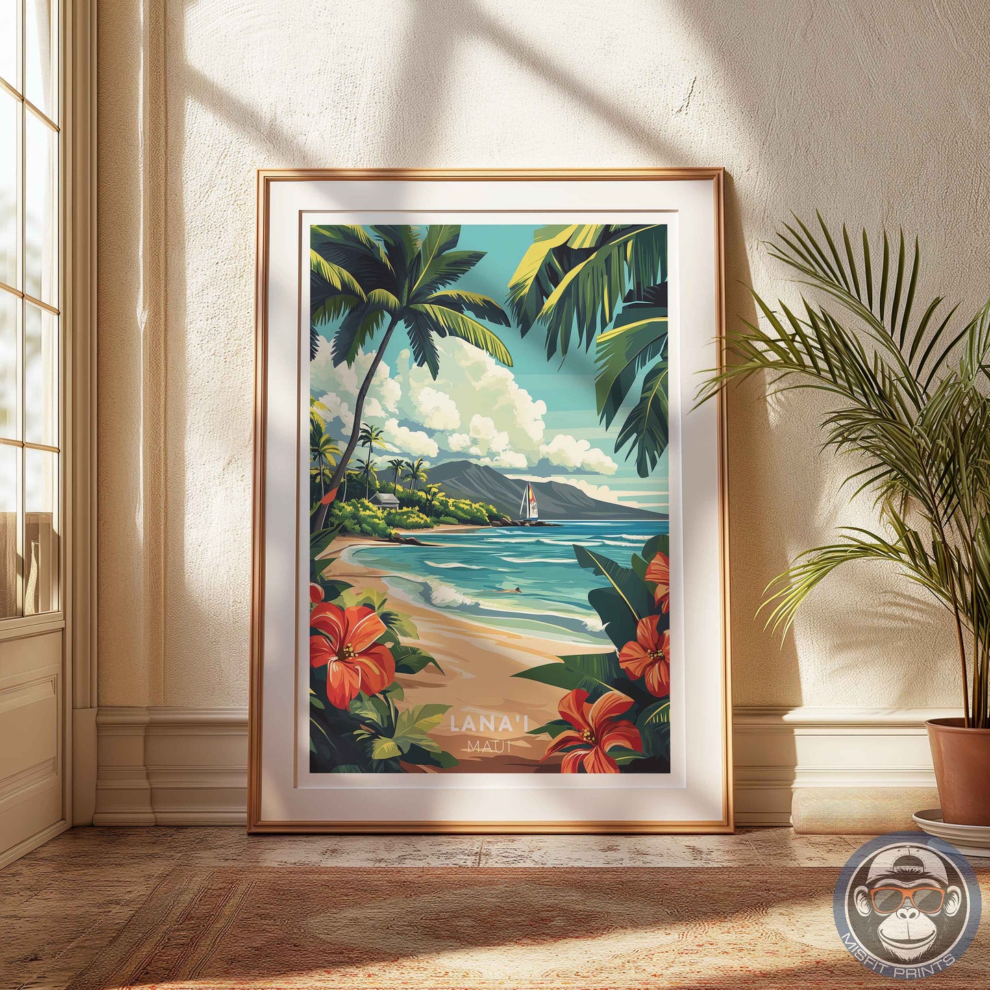 Lana’i Maui Poster – Hawaii Beach Wall Art, Tropical Coastal Print, Island Travel Decor