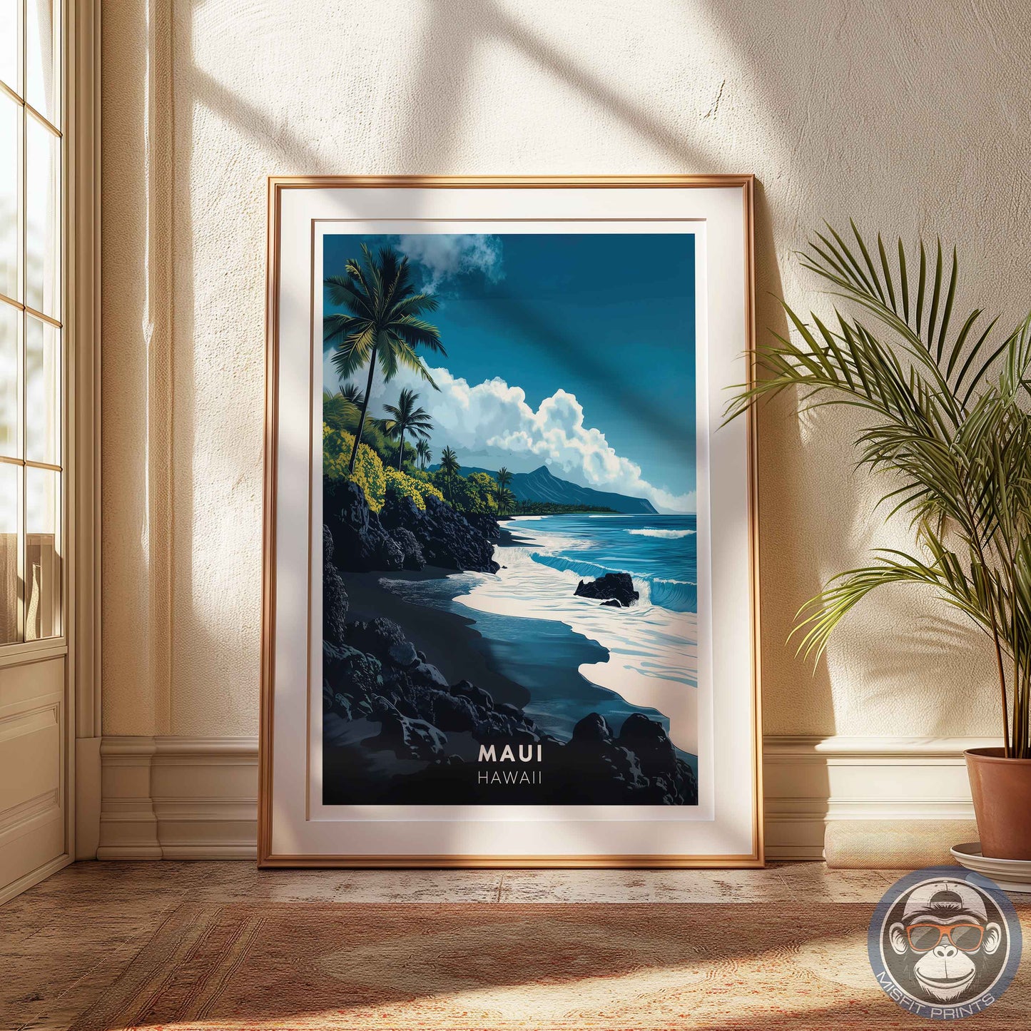 Maui Hawaii Poster – Tropical Beach Wall Art, Coastal Travel Print, Island Decor